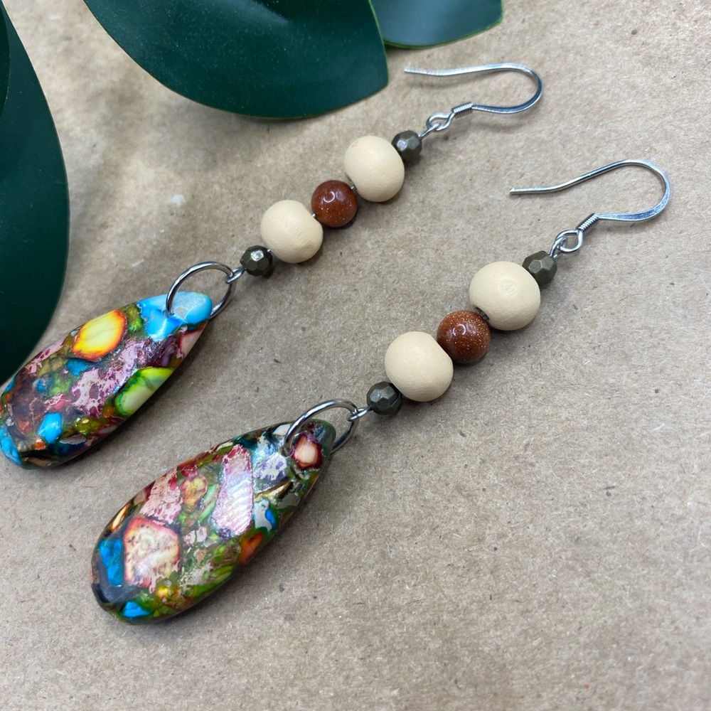 Colorful Beaded Drop Earrings